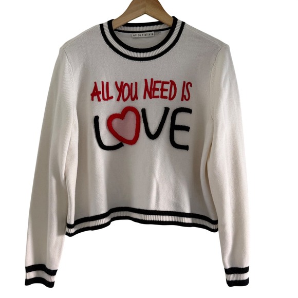 Alice + Olivia The Beatles All You Need Is Love Rorie Wool-Blend Pullover Small - Picture 2 of 8
